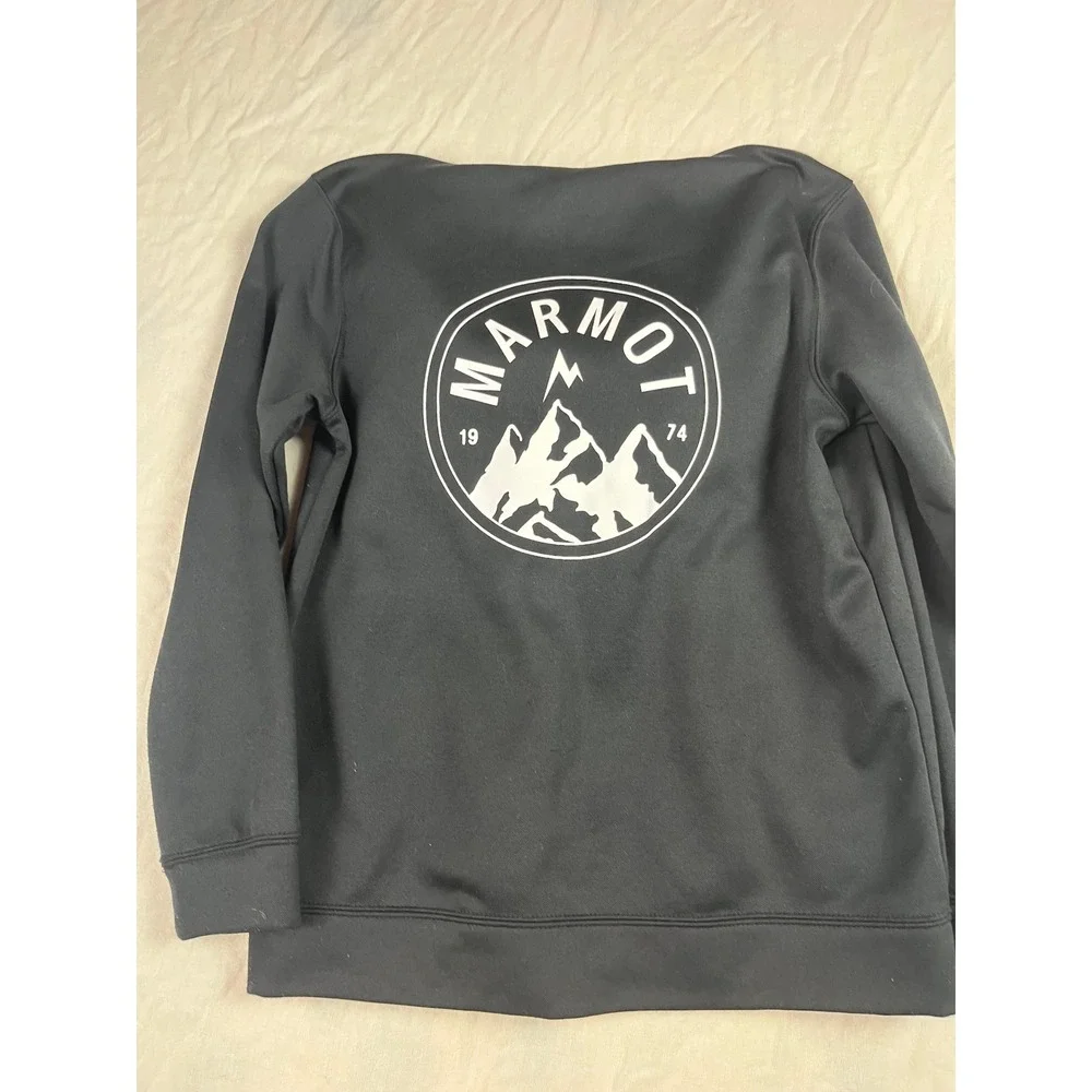 Marmot‎ Kids Black Full Zip Hoodie Mountain Graphic Logo Sweatshirt Large L/G